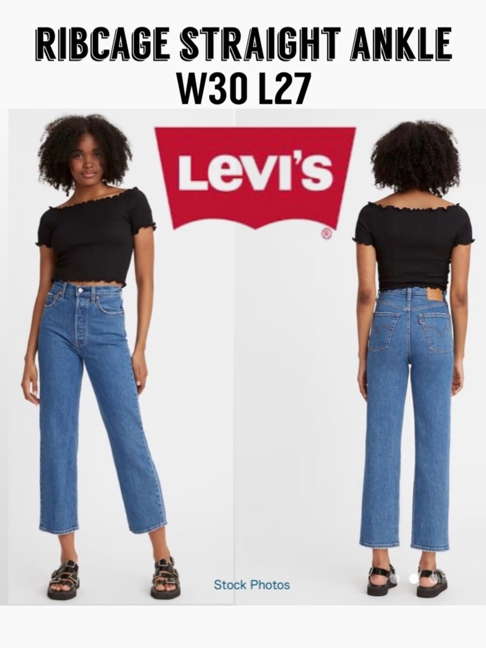 LEVI’S Ribcage Straight Ankle Button-Fly Med Wash Jeans W30 L27 - Picture 15 of 17